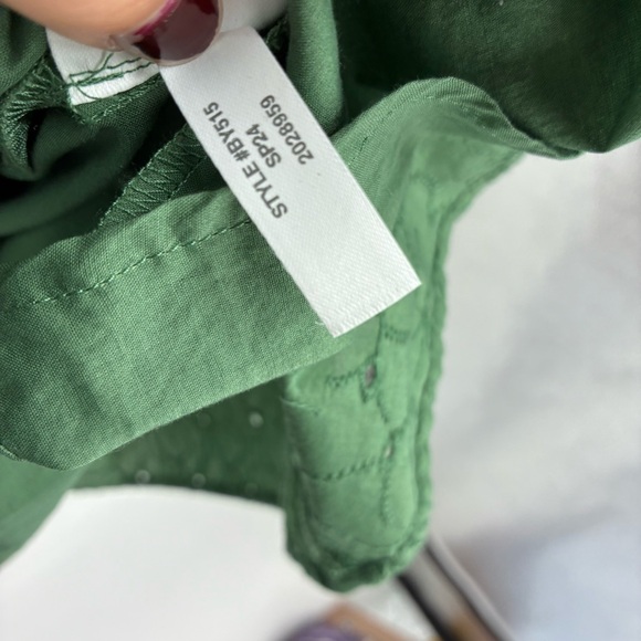 J. Crew Dress Eyelet Mini Shirt Dress Womens 4 Spring Kelly Long Sleeve 2024 - Picture 9 of 11